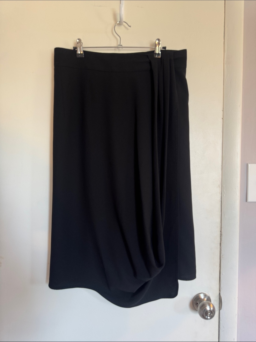 MaxMara Black Draped Midi Skirt - US 14